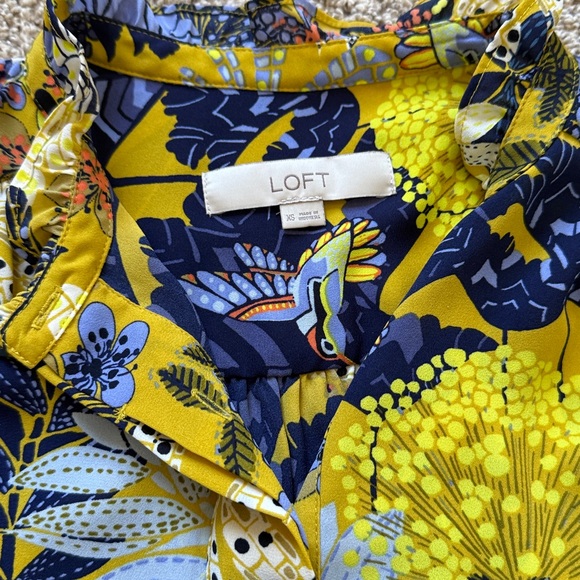 LOFT Yellow and Blue Floral Blouse - Picture 2 of 5